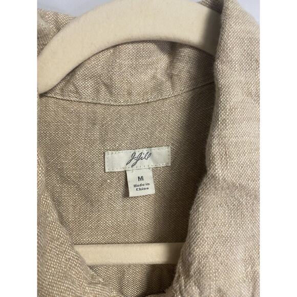 J. Jill Womens 100% Linen Button Up Shacket Barn JacketBeige Pockets Sz Medium - Picture 3 of 4